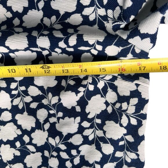 Talbots Navy Blue White Floral Top Women's Small Knit Blouse Cottagecore Flowers - Picture 14 of 14